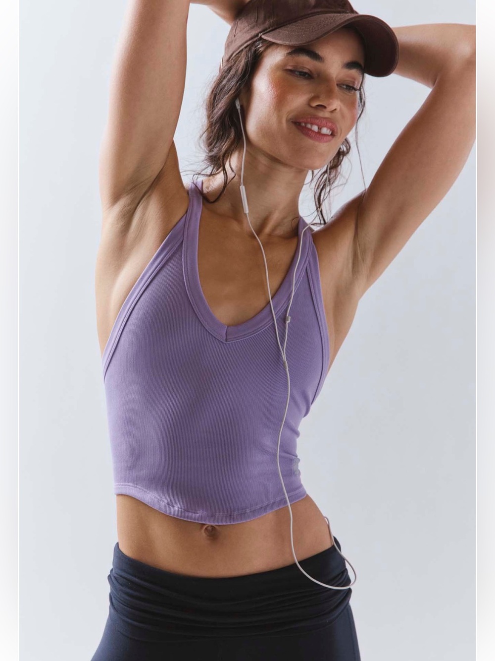Free People FP Movement All Clear V Neck Cami NWT Size M/L “Gem” Light Purple